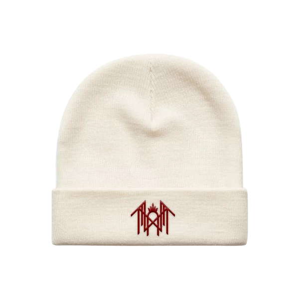 EMBROIDERED ST LOGO BEANIE – ECRU