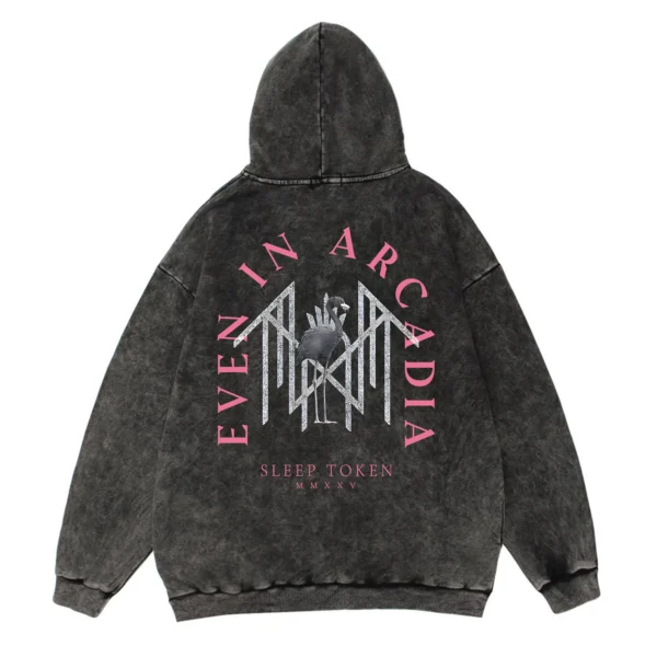 Even In Arcadia Flamingo Arch Hoodie - Washed Black
