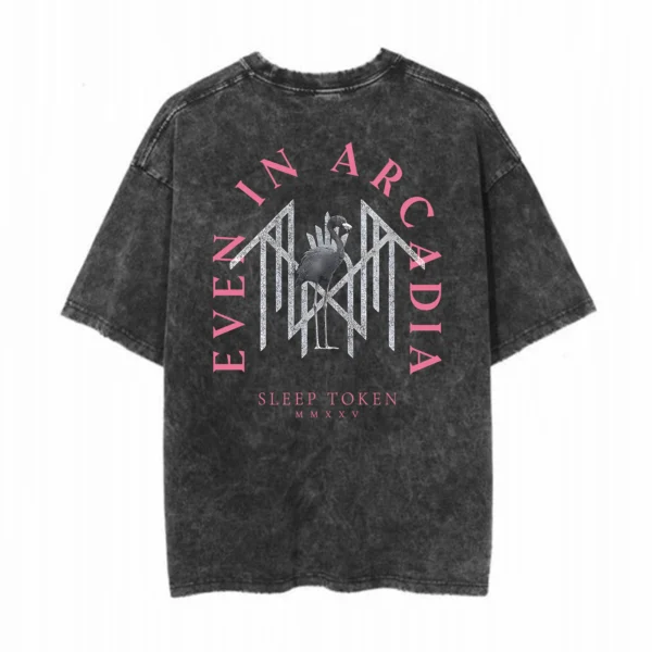 Even In Arcadia Flamingo Arch Tee - Washed Black